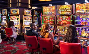 Live casino table with professional dealers and gaming equipment